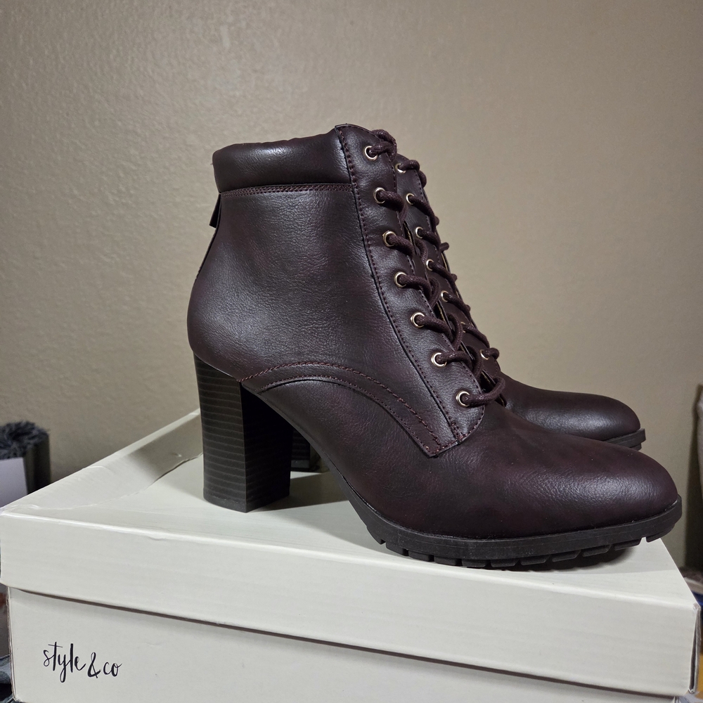 Style & Co. Lace-Up Heeled Boots